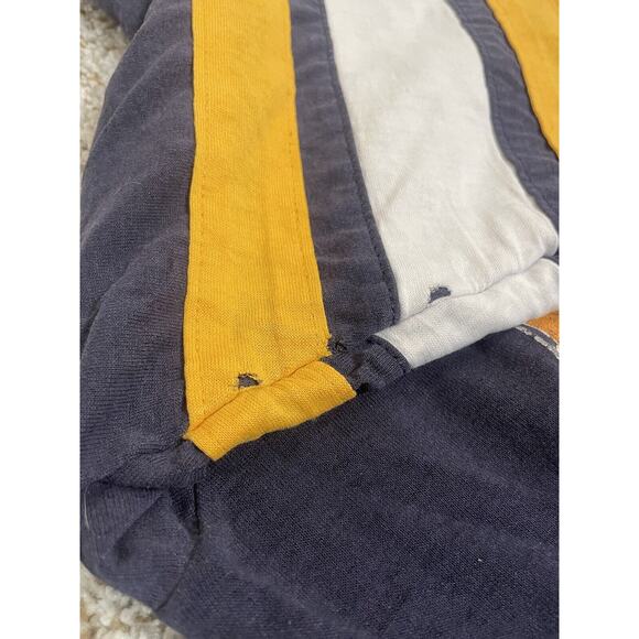 VTG Logo 7 Michigan Wolverines V-Neck T-Shirt 90s Striped Sleeve XL Distressed - Picture 11 of 11